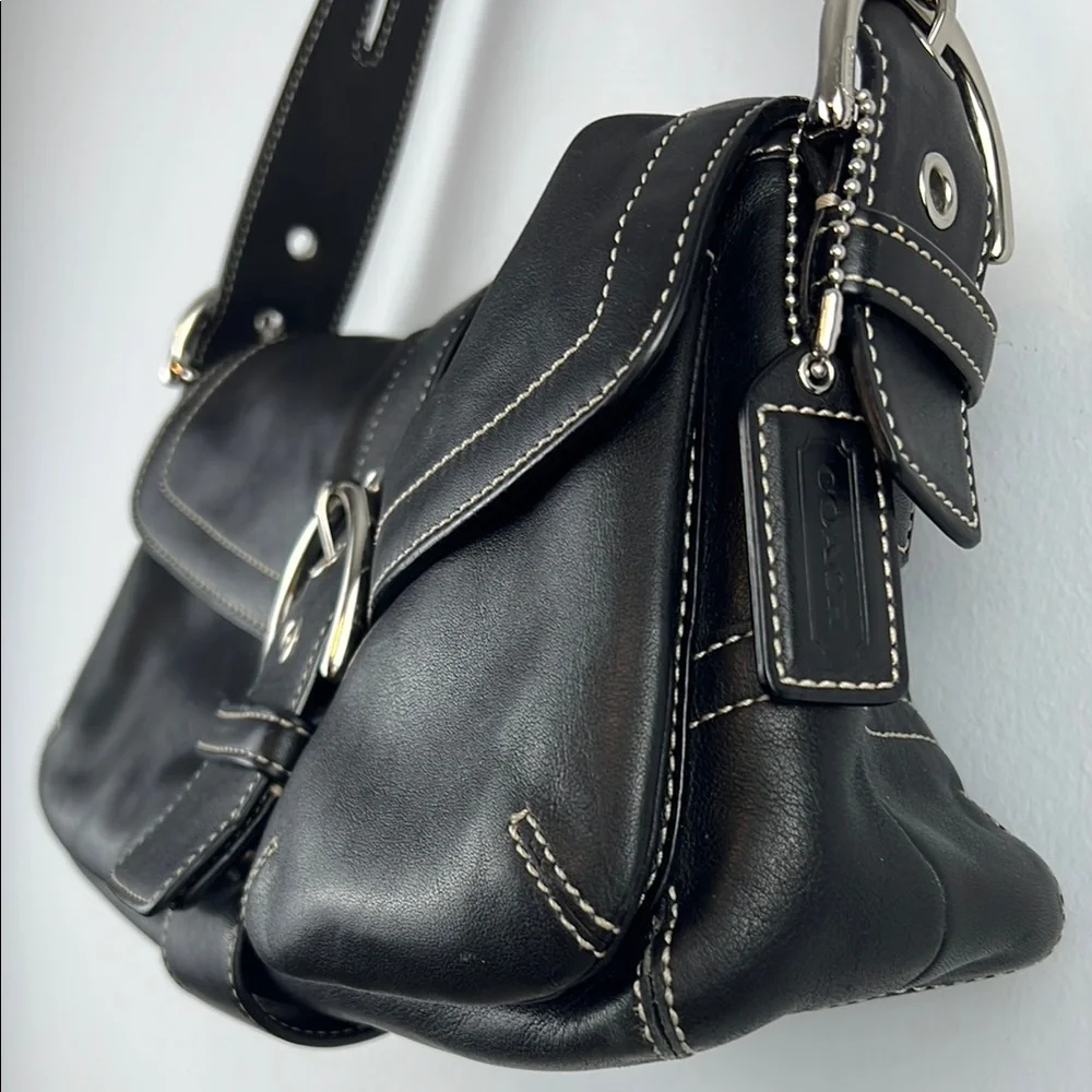 Coach Y2K Soho Buttery Soft Double Pocket Buckle Hobo Shoulder Bag Black 3653 - Picture 4 of 15